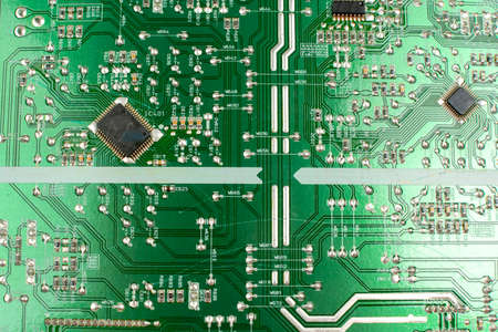 printed circuit board of electronic device microcircuit close-up
