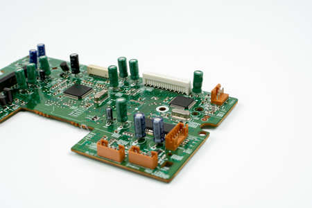 circuit board with electronic components close up