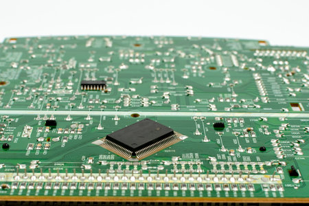printed circuit board of electronic device microcircuit close-up