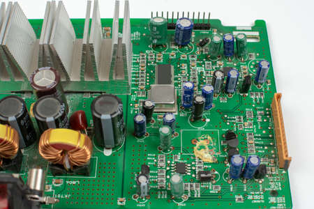 components of microprocessor devices are installed on a printed circuit board