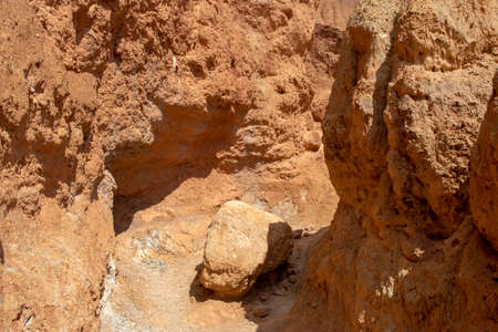 Texture of red sandstone rocks in the Altai mountainsの写真素材