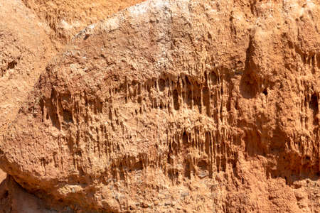 Texture of red sandstone rocks in the Altai mountains