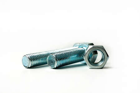 group of metal large bolts with nutsの写真素材