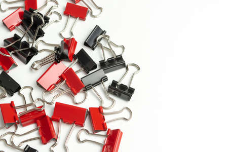 Set of multi-colored clips for folders on a white background. copy spaceの写真素材