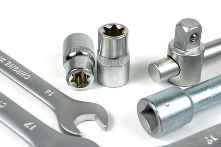 a set of professional tools for assembling connections using bolts and nuts