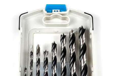 hardened steel drill bit set in plastic box
