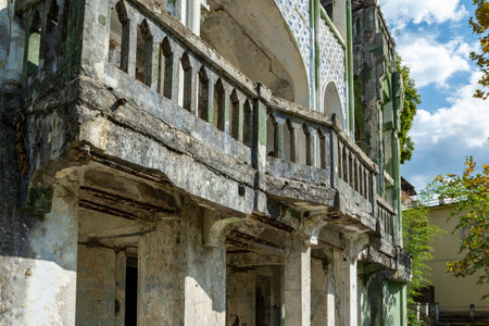 Abandoned building in Gagra. Winter theater and dacha of merchant Isai Silin in Gagraの写真素材
