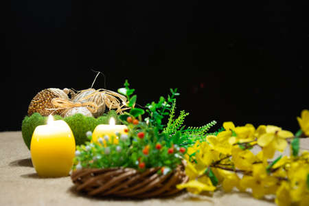 The tradition of coloring eggs in Polandの写真素材