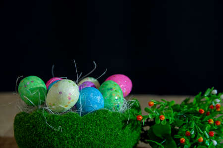 The tradition of coloring eggs in Polandの写真素材