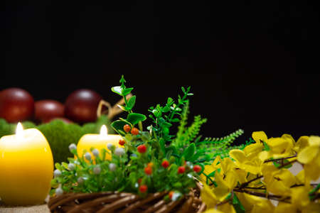 The tradition of coloring eggs in Polandの写真素材