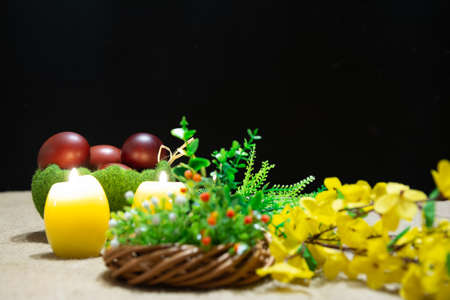 The tradition of coloring eggs in Polandの写真素材