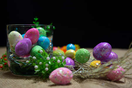 The tradition of coloring eggs in Polandの写真素材