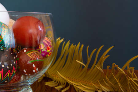 Easter. The tradition of coloring eggs in Polandの写真素材