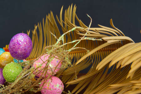 Easter. The tradition of coloring eggs in Polandの写真素材