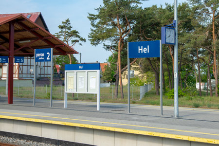 Hel, Pomeranian Voivodeship / Poland - June 2 2022: Hel, a town in the Pomeranian Voivodeship in Kashubia, views of streets, housesのeditorial素材