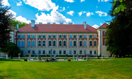 Lancut, Podkarpackie Voivodeship / Poland - July 17, 2022: Castle in Lancut, in. Lubomirski and Potocki Castle in Lancut - a former magnate residence located in Lancut, in the Subcarpathian Province. The seat of the Castle Museum in Lancut.のeditorial素材