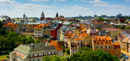 Lublin, Lubelskie Voivodeship / Poland - July 24 2022: View of the old town from the castle tower of the royal castle in Lublin.のeditorial素材