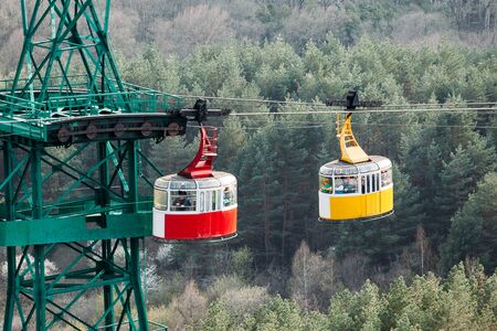 Kislovodsk, Stavropolsky Region, Russia - April 10, 2018: cable car way to mountainsのeditorial素材