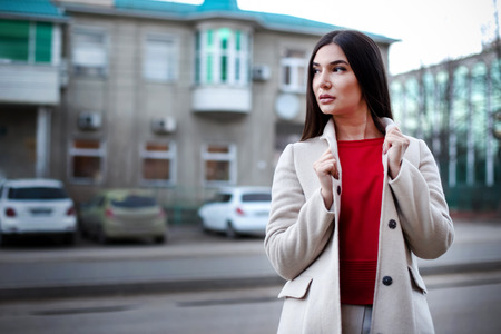 young confident woman in the cityの写真素材