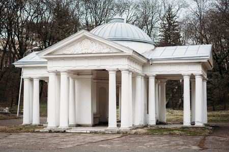 Yessentuki, Stavropol Territory / Russia - March 8, 2018: The pavilion of the summer the pump room No. 1 source No. 4 in the Parkのeditorial素材
