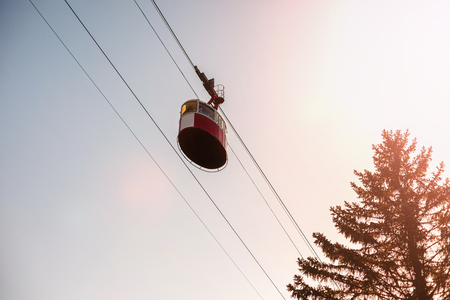 cable car way to mountainsの写真素材