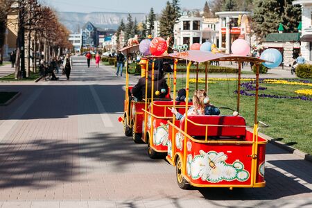 Kislovodsk, Stavropolsky Region, Russia - April 10, 2018: View of Kurortny Boulevard in Kislovodskのeditorial素材