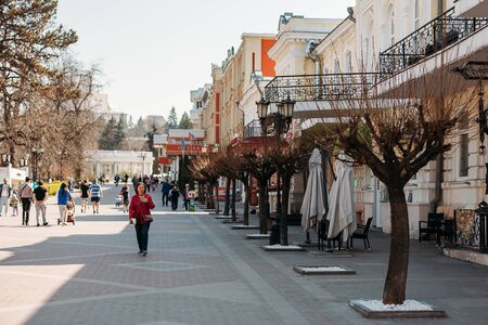 Kislovodsk, Stavropolsky Region, Russia - April 10, 2018: View of Kurortny Boulevard in Kislovodskのeditorial素材