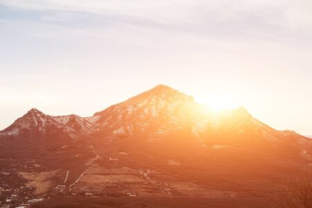 beautiful mountain view in the eveningの写真素材