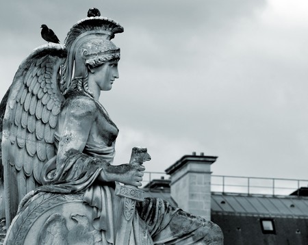 sculpture of the goddess Athena in Paris, Franceの写真素材