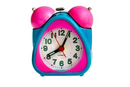 baby alarm clock (pink and turquoise colors isolated on white)