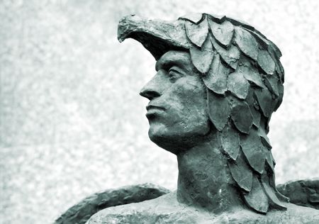 head of Icarus antique sculptureの写真素材