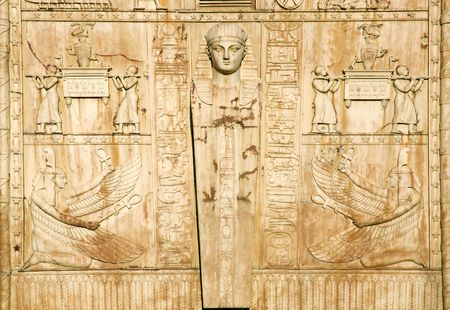 figures on the Egyptian gates in St. Petersburg, Russiaの写真素材
