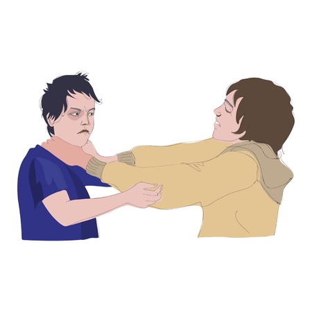 illustration of two boys fightingのイラスト素材