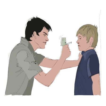 Bully takes money from the boyのイラスト素材