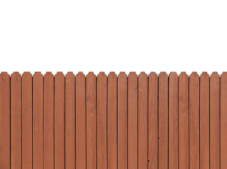 Fence wooden parallel bars, painted brown. Isolated on a white background. With clipping path.の写真素材