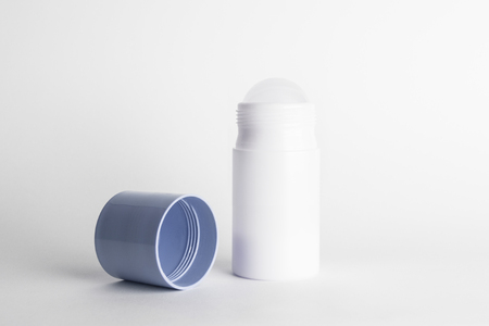 Roll-on antiperspirant isolated on white backgroundの写真素材