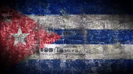 Grungy Flag of Cuba on stone texture background closeupの写真素材