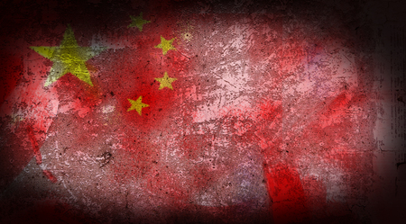 Grunge China flag on stone texture backgroundの写真素材