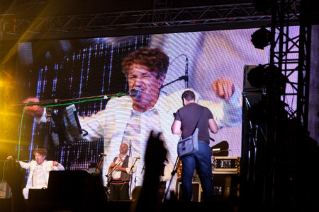 CHISINAU, MOLDOVA- SEPTEMBER 7, 2017: Traditional concert of Balkanian folk music. Performers in the national Balkan clothing. Concert in the open air.のeditorial素材