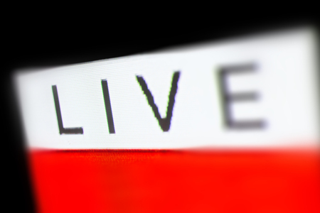 Live Lettering on white Background, Macro Photography of Television Screenのeditorial素材