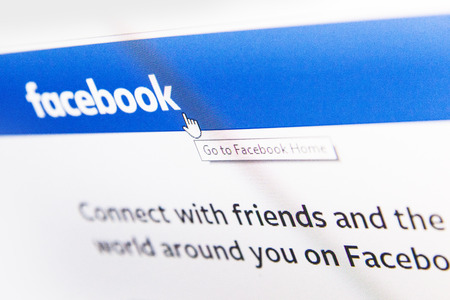 Chisinau, Moldova - June 17, 2017 : Photo macro of Facebook logo homepage on a monitor screen