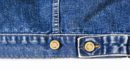 Jeans blue color, isolated on white background. Top view
