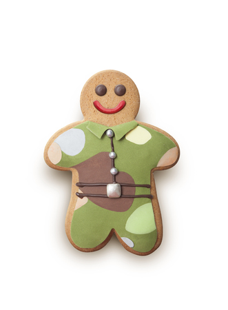 Gingerbread man in military designの写真素材