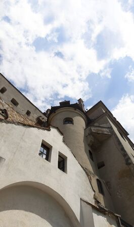 Chisinau, Moldova 21 June 2018: Courtyard of "Dracula" castle. Legendary Castle, Dracula Residence in Transylvania, Romania.のeditorial素材