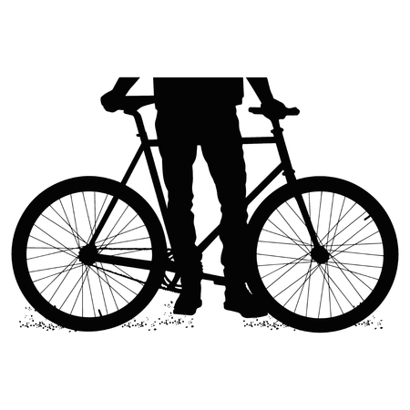 Silhouette of a cyclist male on white backgroundのイラスト素材