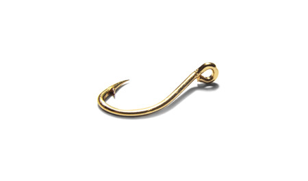Single fish hook isolated on white background