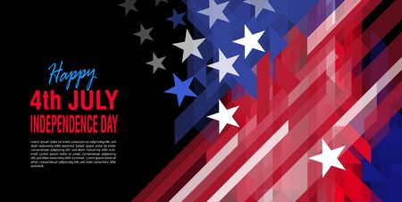 4th of July, American Independence Day. United States national flag abstract geometric vector bannerのイラスト素材