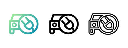 Electric car with a plug. Vector icon.のイラスト素材