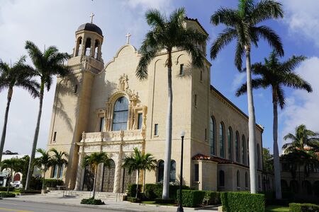 Touring buildings and palm trees in Key West during summerの写真素材