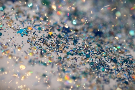 Blue and Silver Frozen Snow Winter Sparkling Stars Glitter background. Holiday, Christmas, New Year abstract textureの写真素材
